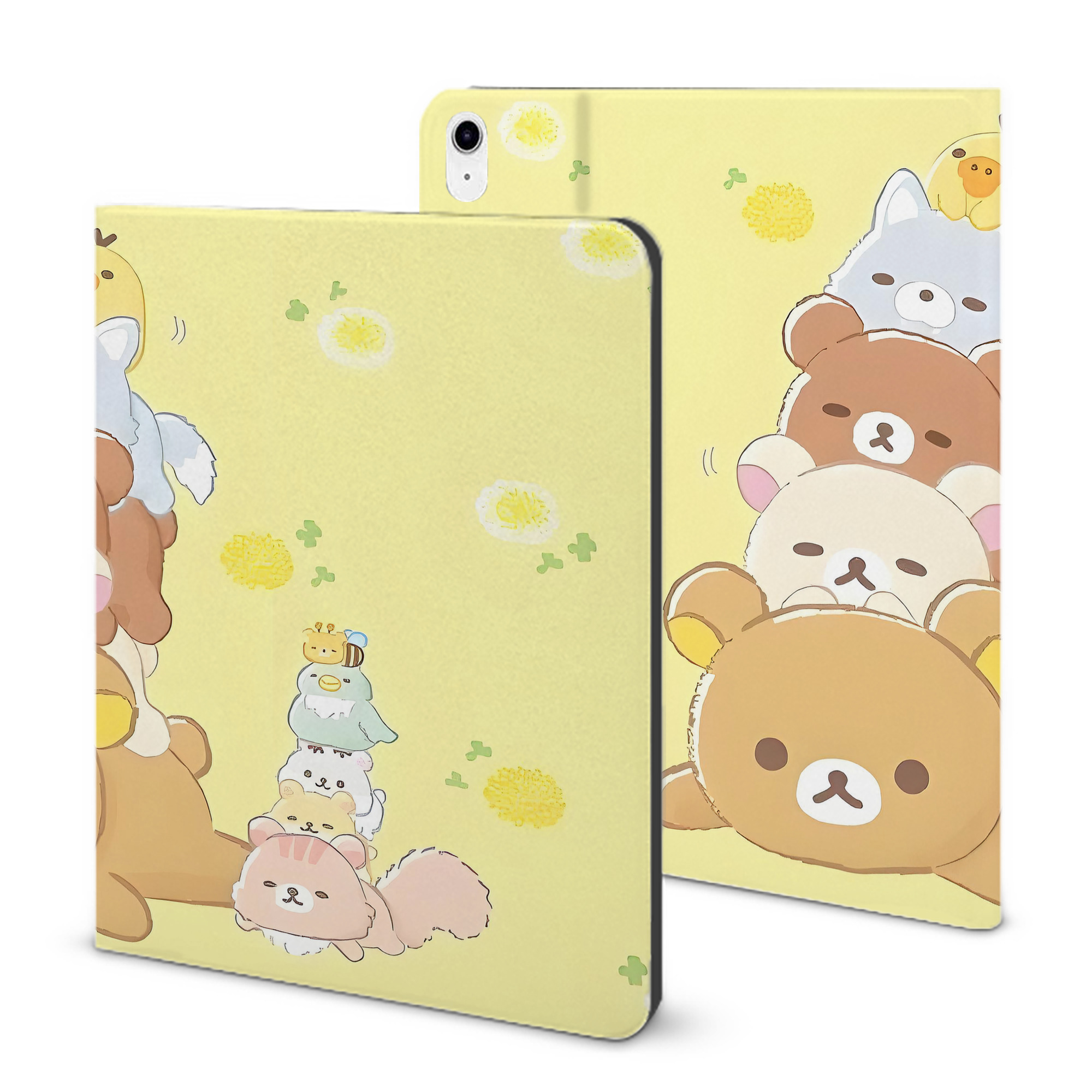 （画像用） リラックマ リラックマ キイロイトリ Rilakkuma Korilakkuma Kiiroitori IPad ケース ブック型 PUレザー TPU 耐衝撃 軽量 薄型 ペン収納なし 全面保護 IPad 各モデル対応